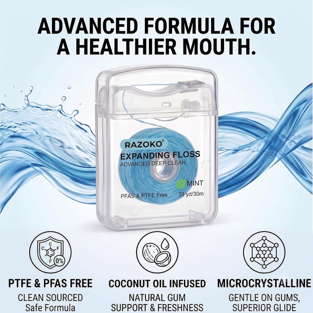 RAZOKO Expanding Woven Dental Floss Infused with Coconut Oil