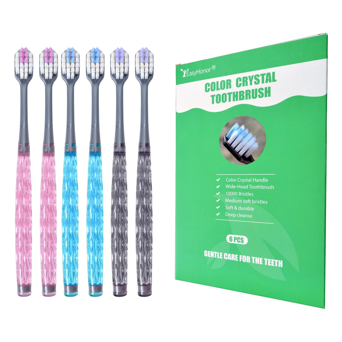 EasyHonor Extra Toothbrush for Sensitive Gums, Micro Fur Manual Toothbrush with 20000 Soft Floss Bristle for Pregnant Women, Elderly, Braces and Gum Recessions, Protect Fragile Gums (6 Pack)