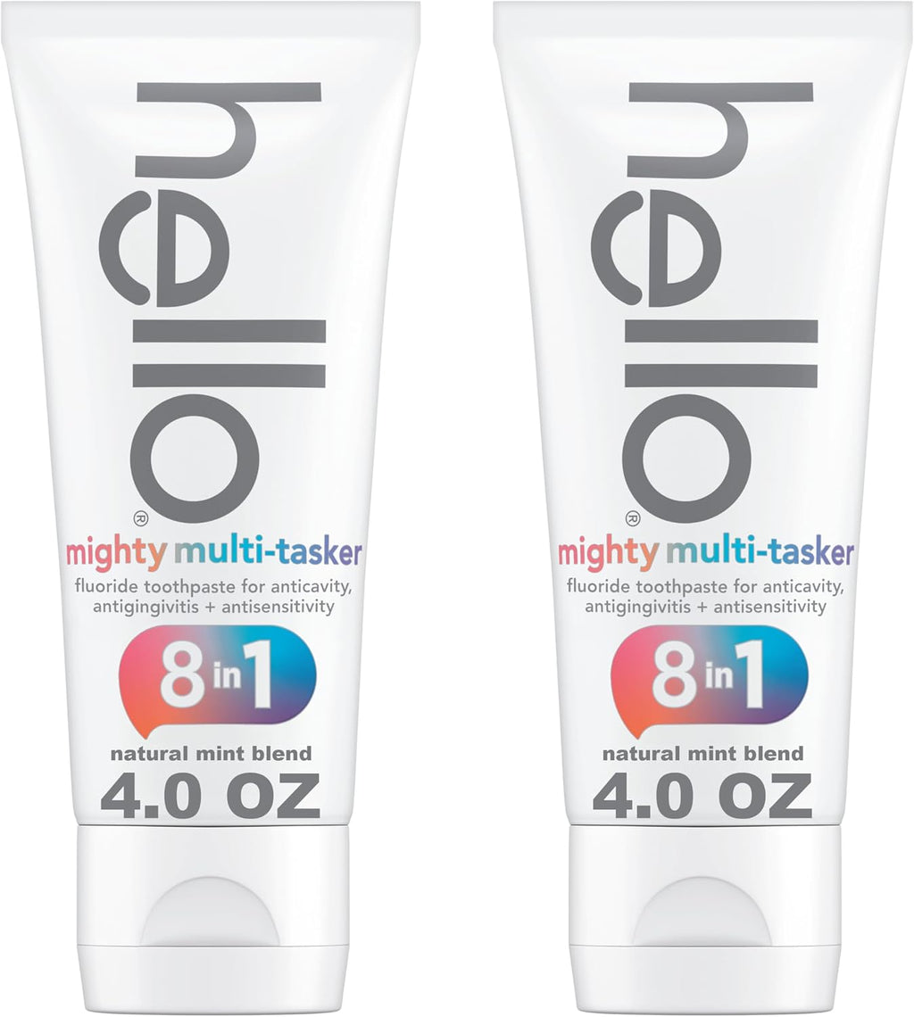 hello 8-in-1 Mighty Multi-Tasker Fluoride Toothpaste, Mint, 2 Pack, 4 oz
