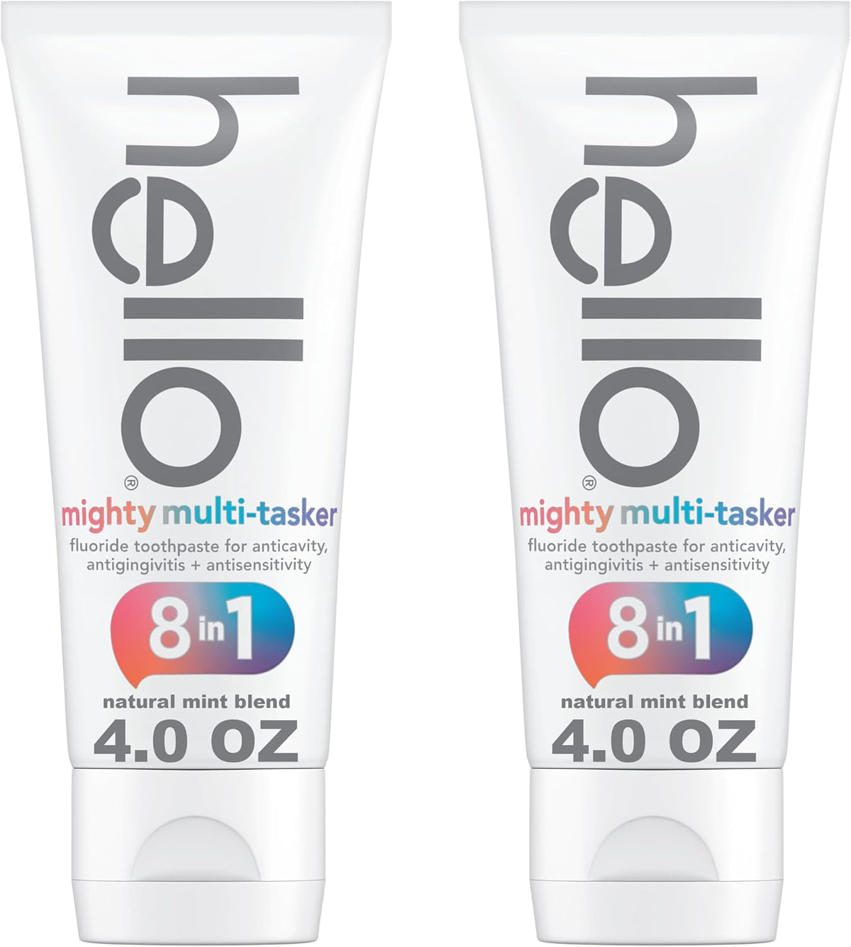 hello 8-in-1 Mighty Multi-Tasker Fluoride Toothpaste, Mint, 2 Pack, 4 oz