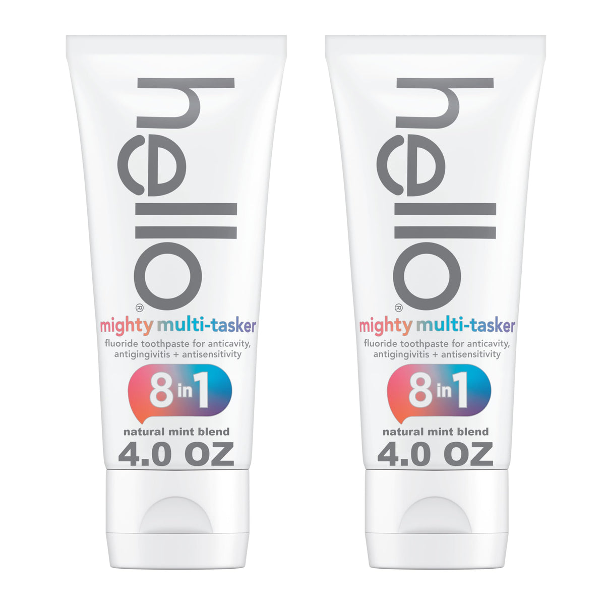 hello 8-in-1 Mighty Multi-Tasker Fluoride Toothpaste, Mint, 2 Pack, 4 oz