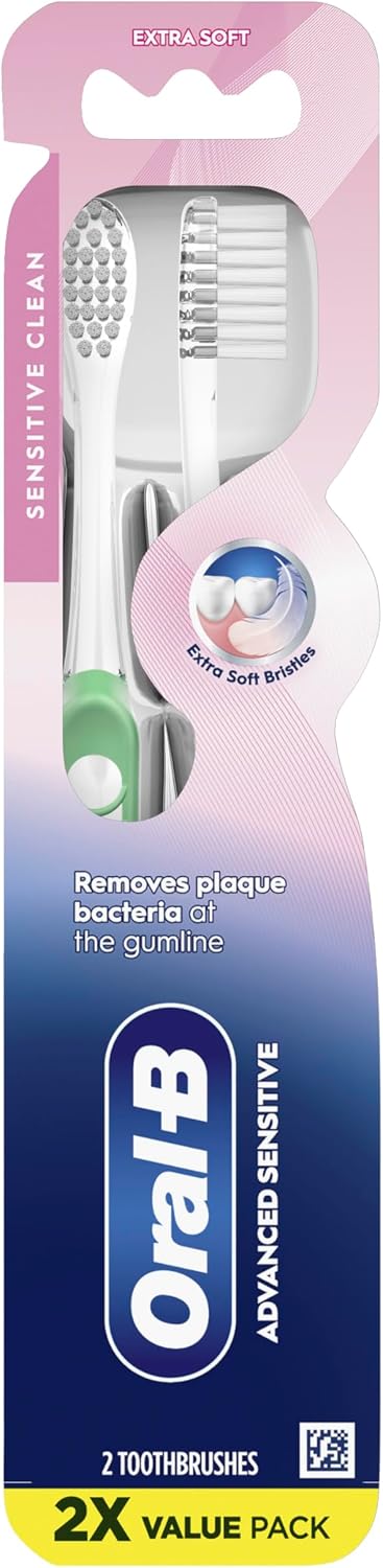 Oral-B Advanced Sensitive Toothbrushes, Extra Soft, 2 Count