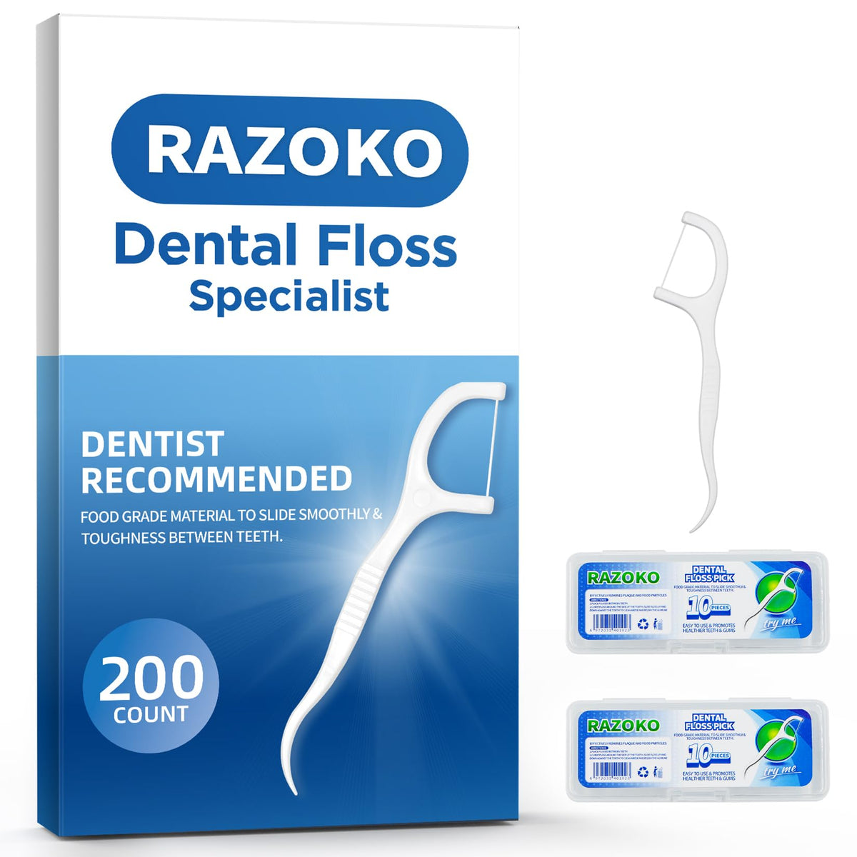 RAZOKO 350ct Dental Floss Picks and Interdental Toothpicks
