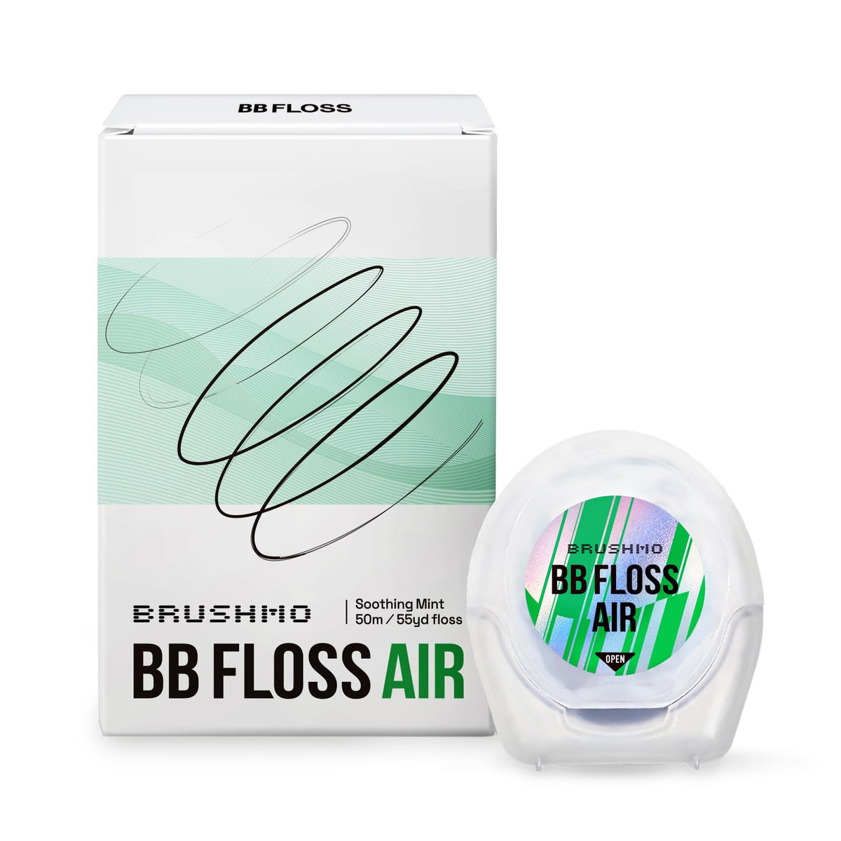 BRUSHMO Thinner Black Expanding Dental Floss, BB Floss AIR, Mint, 55 Yards