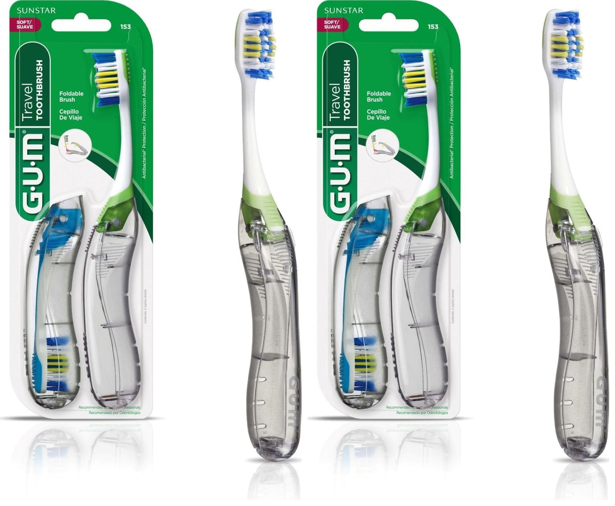 GUM Folding Travel Toothbrush, Soft Bristle, Compact Head, 1 Count (6 Pack)