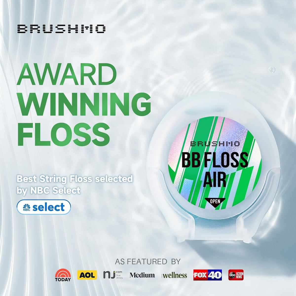 BRUSHMO Thinner Black Expanding Dental Floss, BB Floss AIR, Mint, 55 Yards