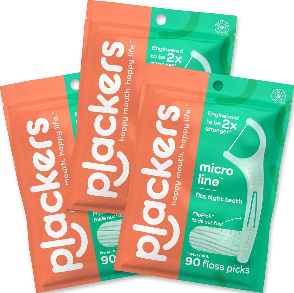 Plackers Micro Line Floss Picks, Intense Mint, 150 Count