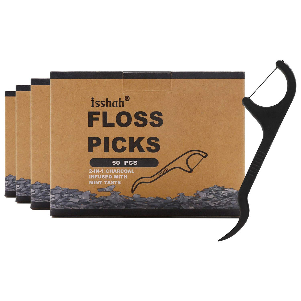 Isshah Corn Starch Natural Dental Floss Picks - 200 Count - Mint