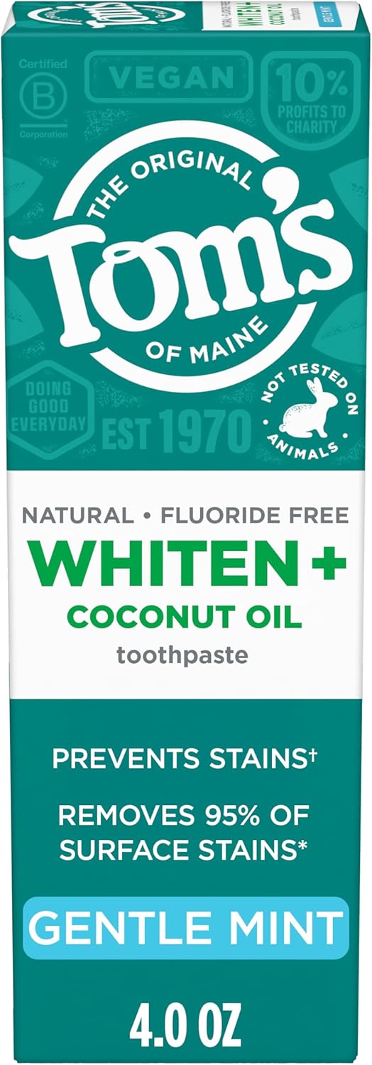 Tom's of Maine Whiten Plus Coconut Oil Whitening Toothpaste, Mint, 4 oz