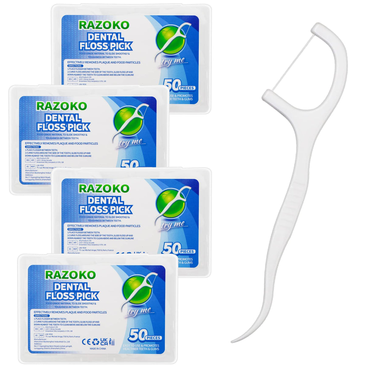RAZOKO 350ct Dental Floss Picks and Interdental Toothpicks