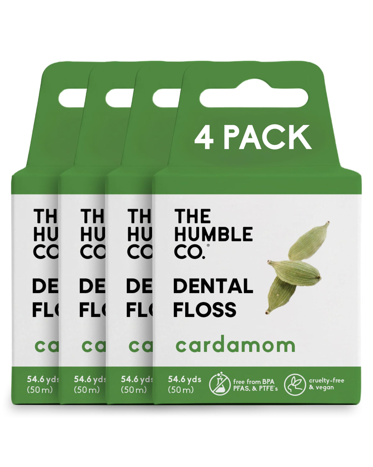 The Humble Co. Vegan Expanding Dental Floss, 220 Yards, Mint (4 Pack)