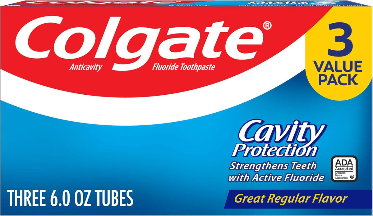 Colgate Cavity Protection Fluoride Toothpaste, Mint, 3 Pack, 6 oz