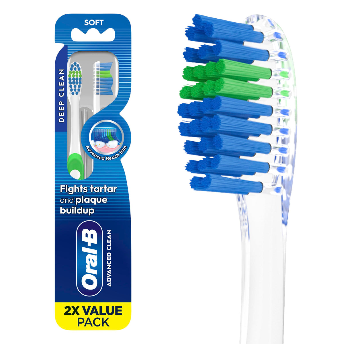 Oral-B Pro Health Fights Plaque & Tartar, 2 Count Soft Manual Toothbrush Pack, Indicator Bristles, Plaque Fighter, Gentle on Teeth