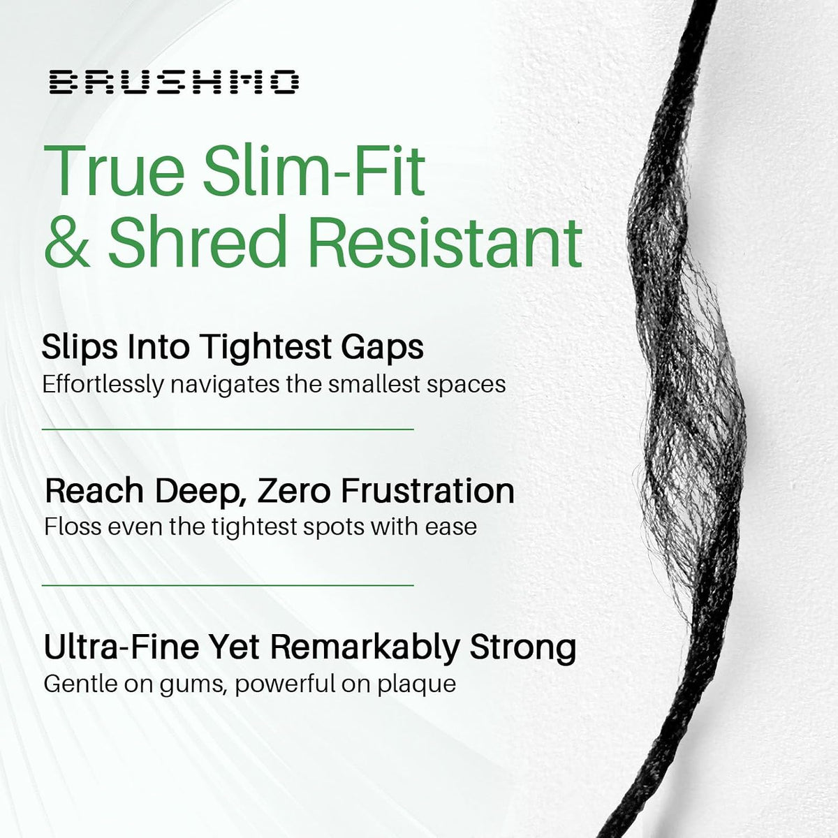 BRUSHMO Thinner Black Expanding Dental Floss, BB Floss AIR, Mint, 55 Yards