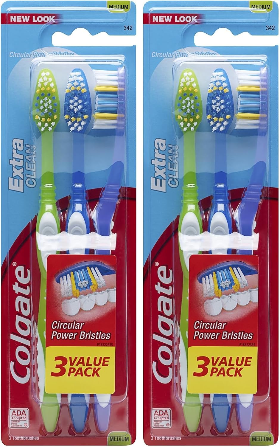 Colgate Extra Clean Full Head Toothbrush, Medium - 3 Count (Pack of 1)