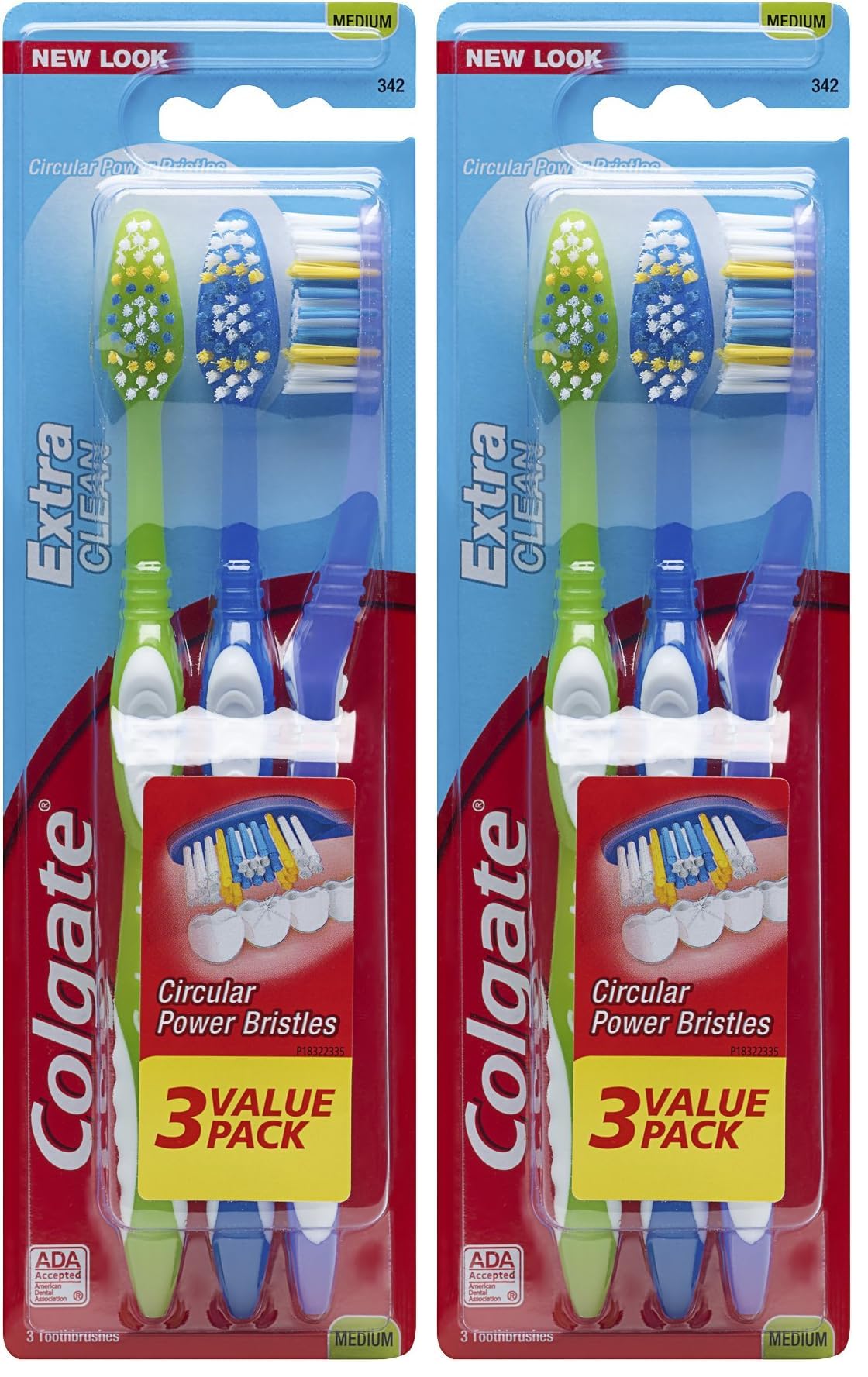Colgate Extra Clean Full Head Toothbrush, Medium - 3 Count (Pack of 1)