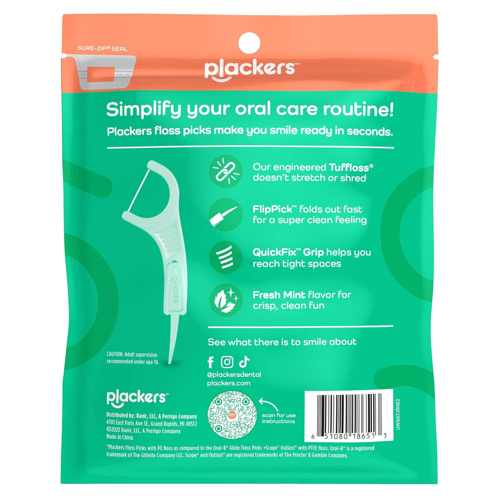 Plackers Micro Line Floss Picks, Intense Mint, 150 Count