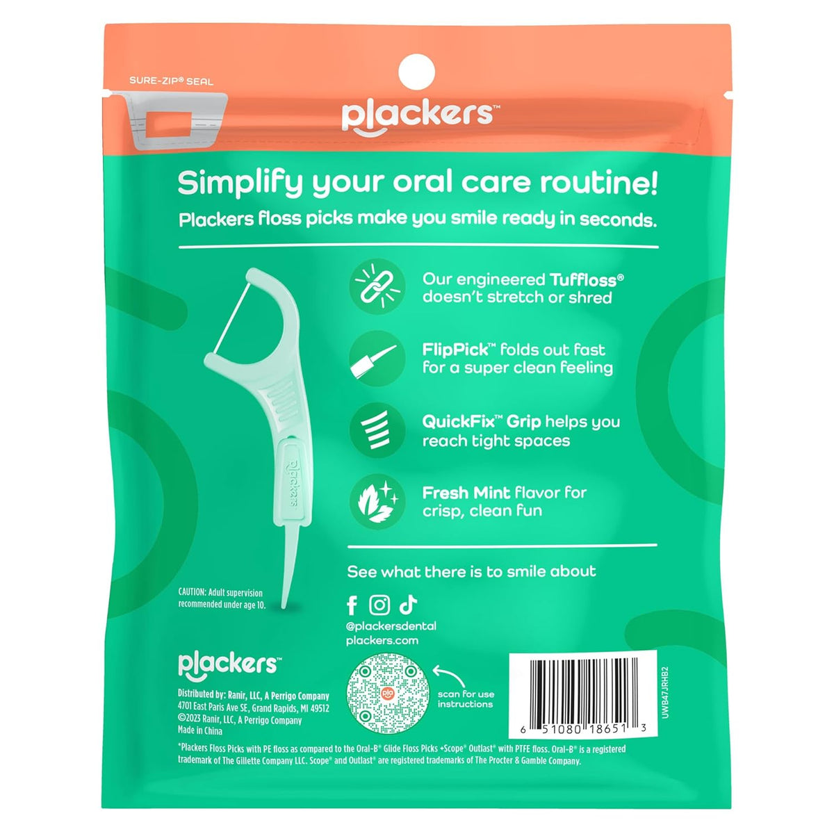 Plackers Micro Line Floss Picks, Intense Mint, 150 Count