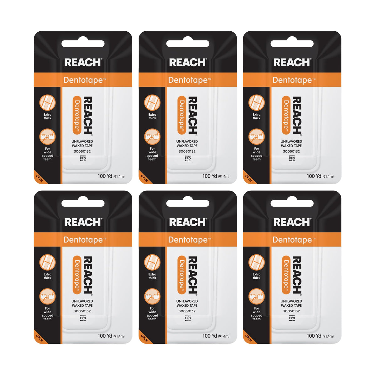 REACH Dentotape Waxed Dental Floss Tape, Unflavored, Extra Wide Floss, Shred & Frey Resistant, Plaque Remover for Teeth, Easy on Gums & Teeth, Oral Care, PFAS Free, for Adults & Kids, 1 Pack, 100 yd