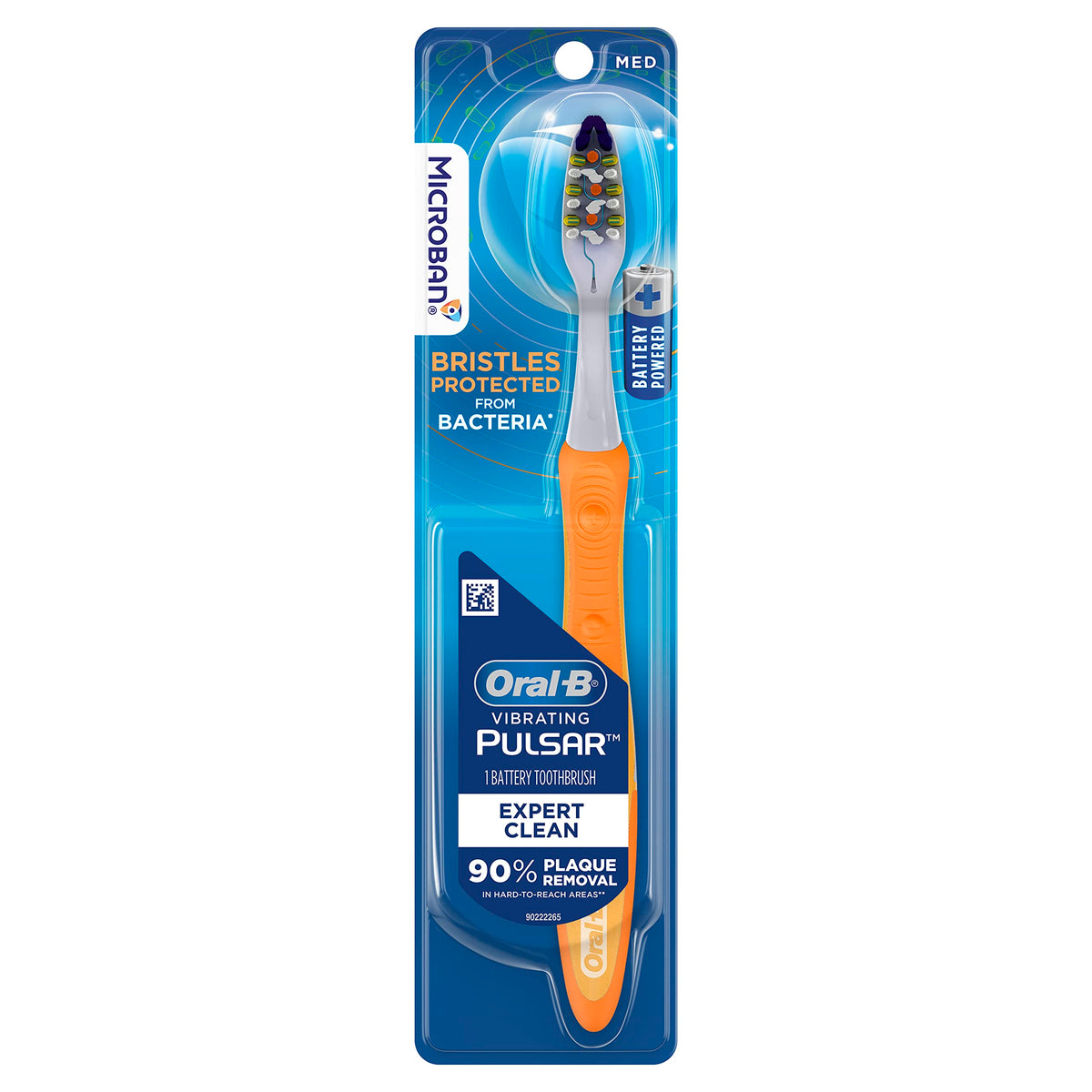 Oral-B Pulsar Pro-Health Expert Clean, Battery electric toothbrush, 2 count MEDIUM toothbrush pack, removes plaque, travel essentials tooth brush