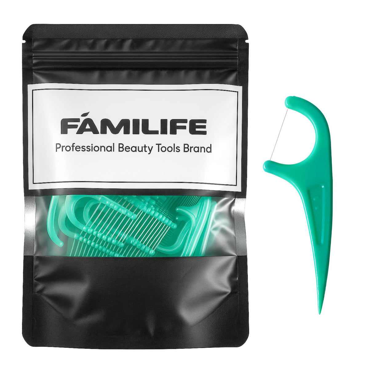 FAMILIFE Floss Picks, 240 Count Mint Dental Floss Picks with 4 Travel Cases