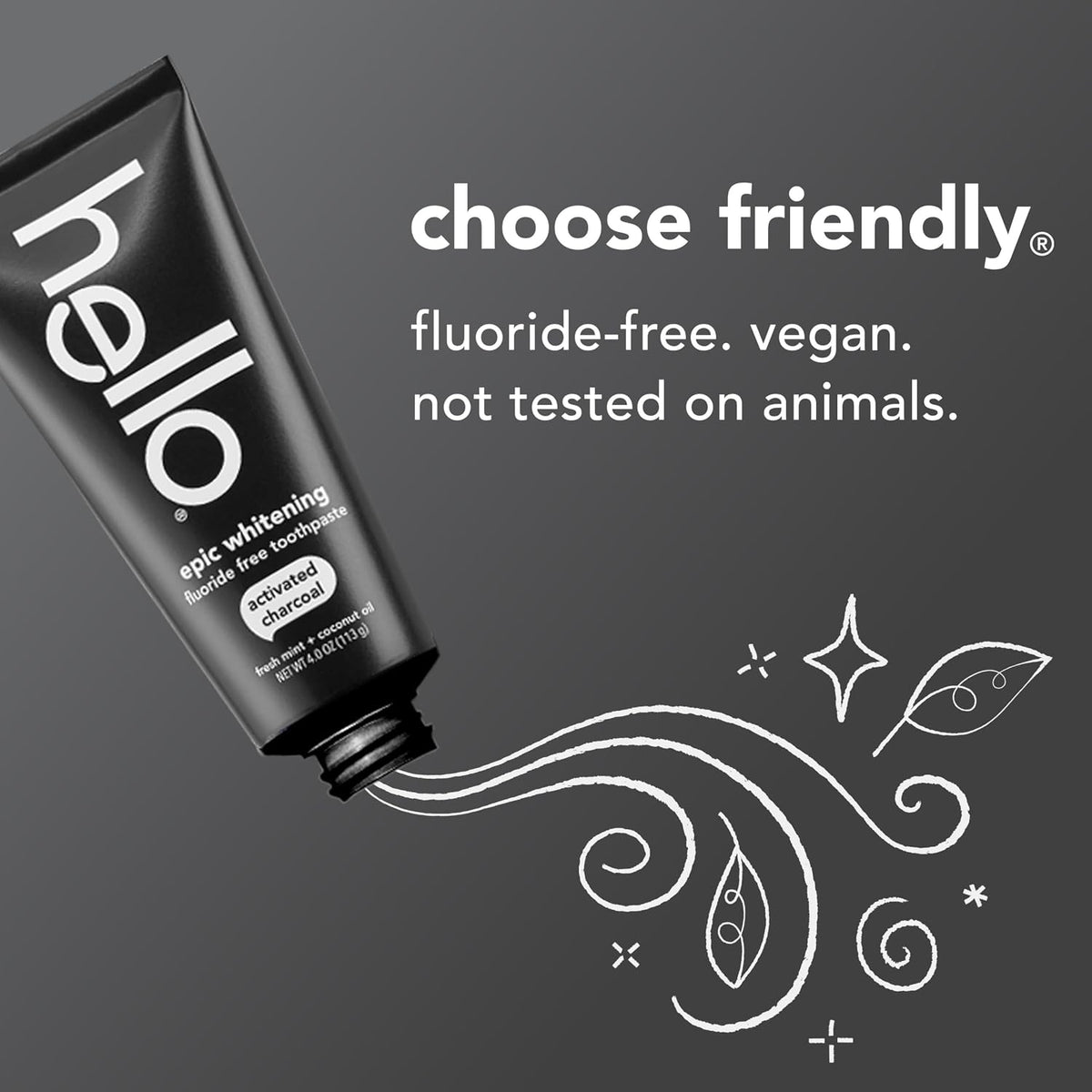 hello Epic Whitening Activated Charcoal Fluoride Free Toothpaste, 3Pk, 4 oz