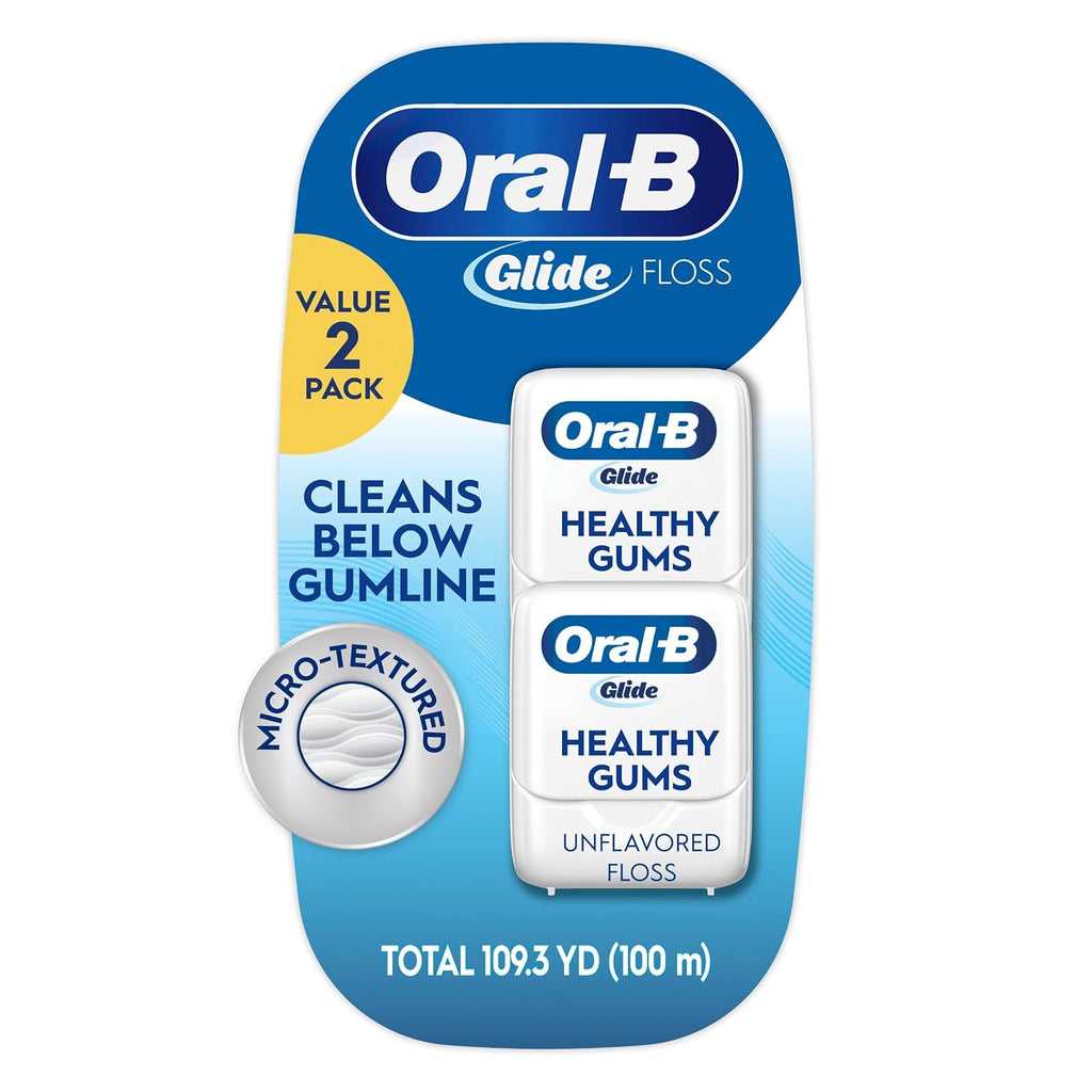 Oral-B Glide Healthy Gums Unflavored Dental Floss, Value 2 Pack (50m Each)