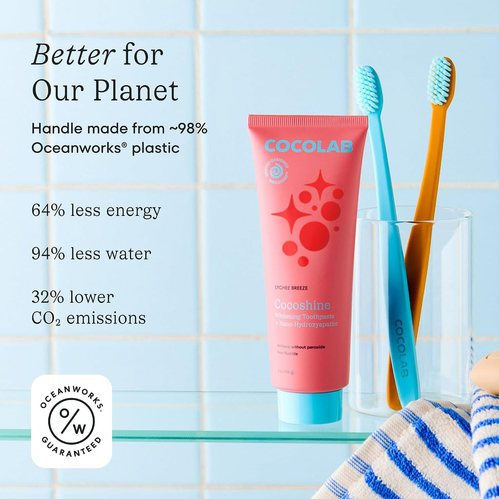 Cocobrush Ultra Soft Manual Toothbrush by COCOLAB, Cherry Blossom