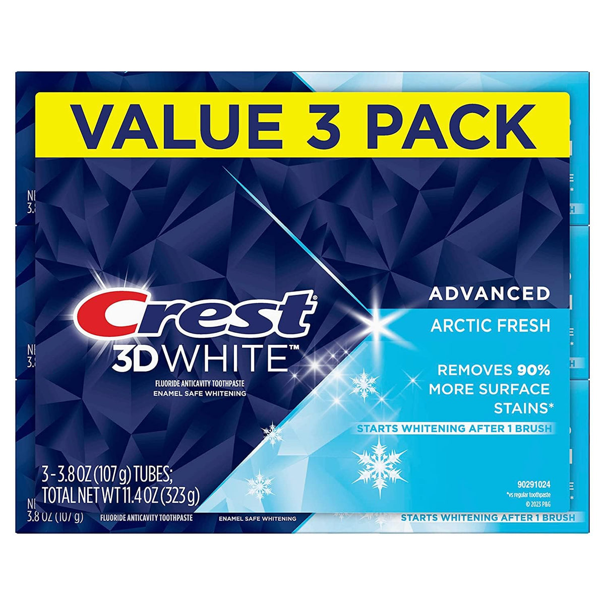 Crest 3D White Advanced, Teeth Whitening Toothpaste for Adults, 3.7 oz, 4 Pack, Cavity Protection Fluoride Toothpaste, Strengthens Enamel, Travel Size Toiletries