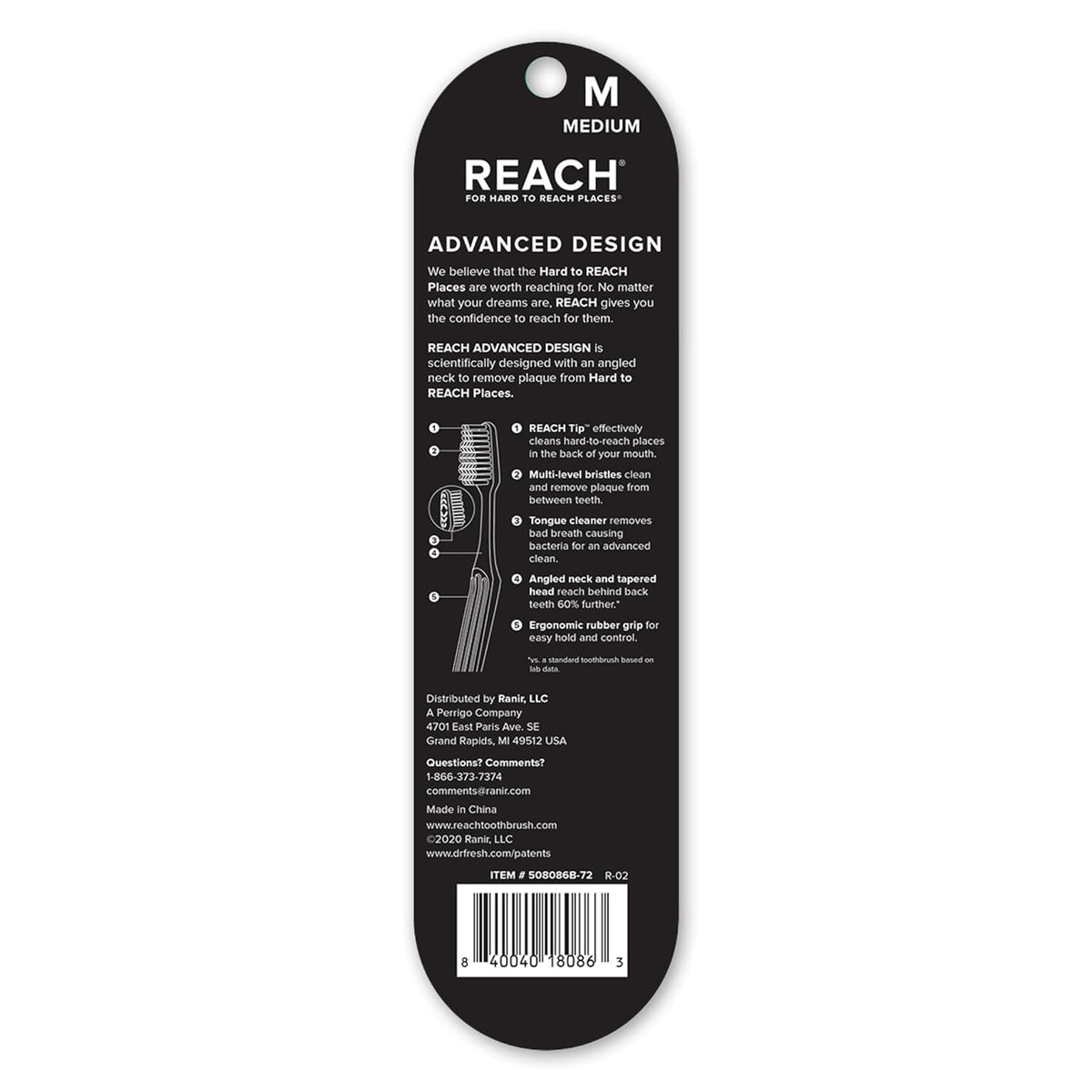 Reach Advanced Design Medium Bristle Toothbrushes, 3 Count