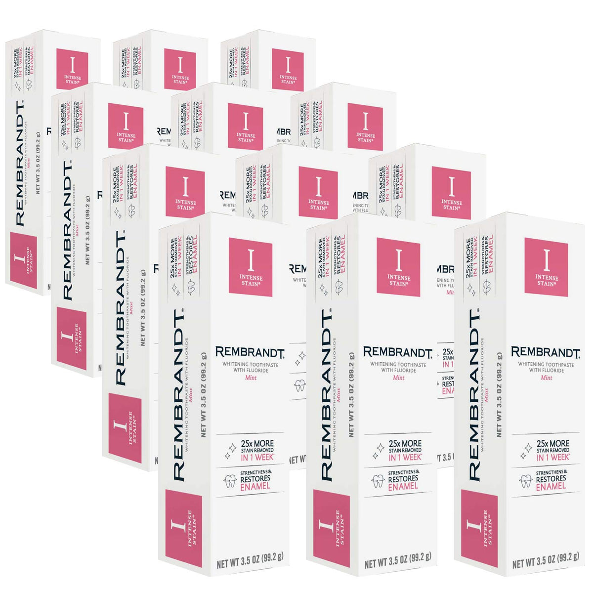 REMBRANDT Intense Stain Whitening Toothpaste With Fluoride, Removes Tough Stains, Rehardens And Strengthens Enamel, 3.5 Ounce - (Pack of 2)