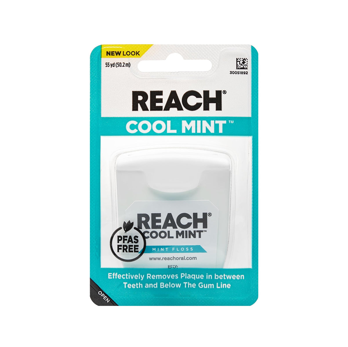 REACH Cool Mint Dental Floss, Fresh Mint, Plaque Remover for Teeth, Shred Resistant, Waxed, Easy on Gums & Teeth, Fresh Breath, Oral Care, PFAS Free, for Adults & Kids, 6 Pack, 55 yd