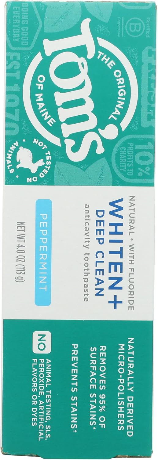 Tom's of Maine Whiten Plus Deep Clean Whitening Toothpaste, Peppermint, 4oz