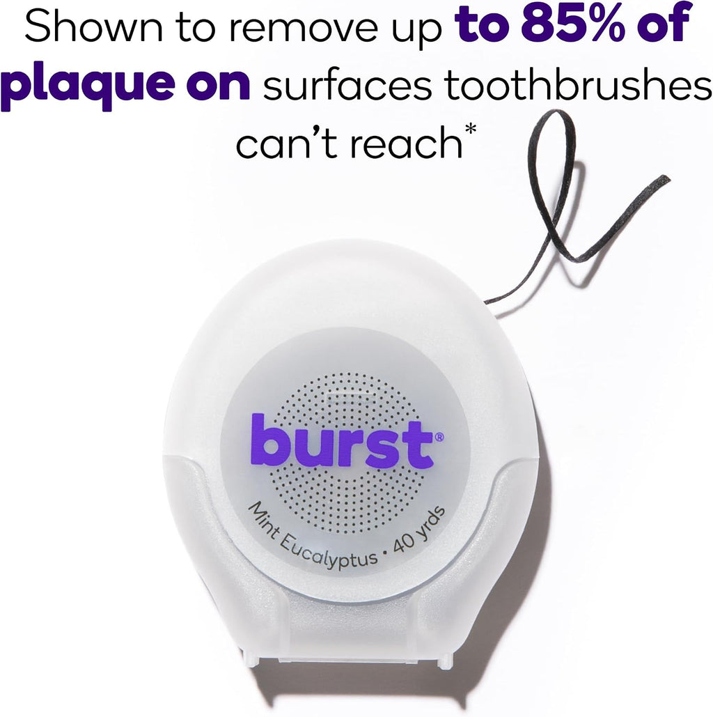 BURST Expanding Dental Floss (Mint Eucalyptus/40 Yards) | Stain Absorbing