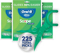 Oral-B Glide Mint Dental Floss Picks with Long Lasting Scope Flavor, 75 Count, Pack of 3