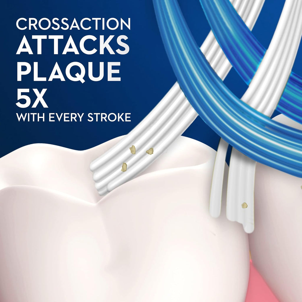 Oral-B Pro Health CrossAction Plaque Removal toothbrushes, 2 Count Toothbrush Medium, Deep Reach in Tight Spaces, Tongue Scraper Tooth Brush, Plaque Fighter, Gentle on Teeth, Gum stimulators