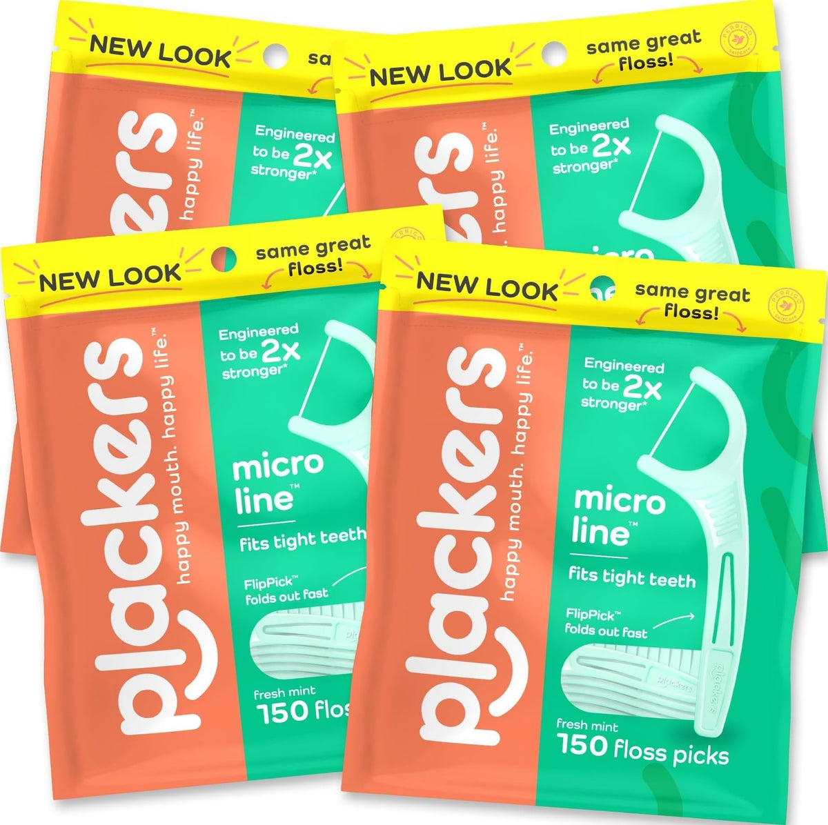 Plackers Micro Line Floss Picks, Intense Mint, 150 Count
