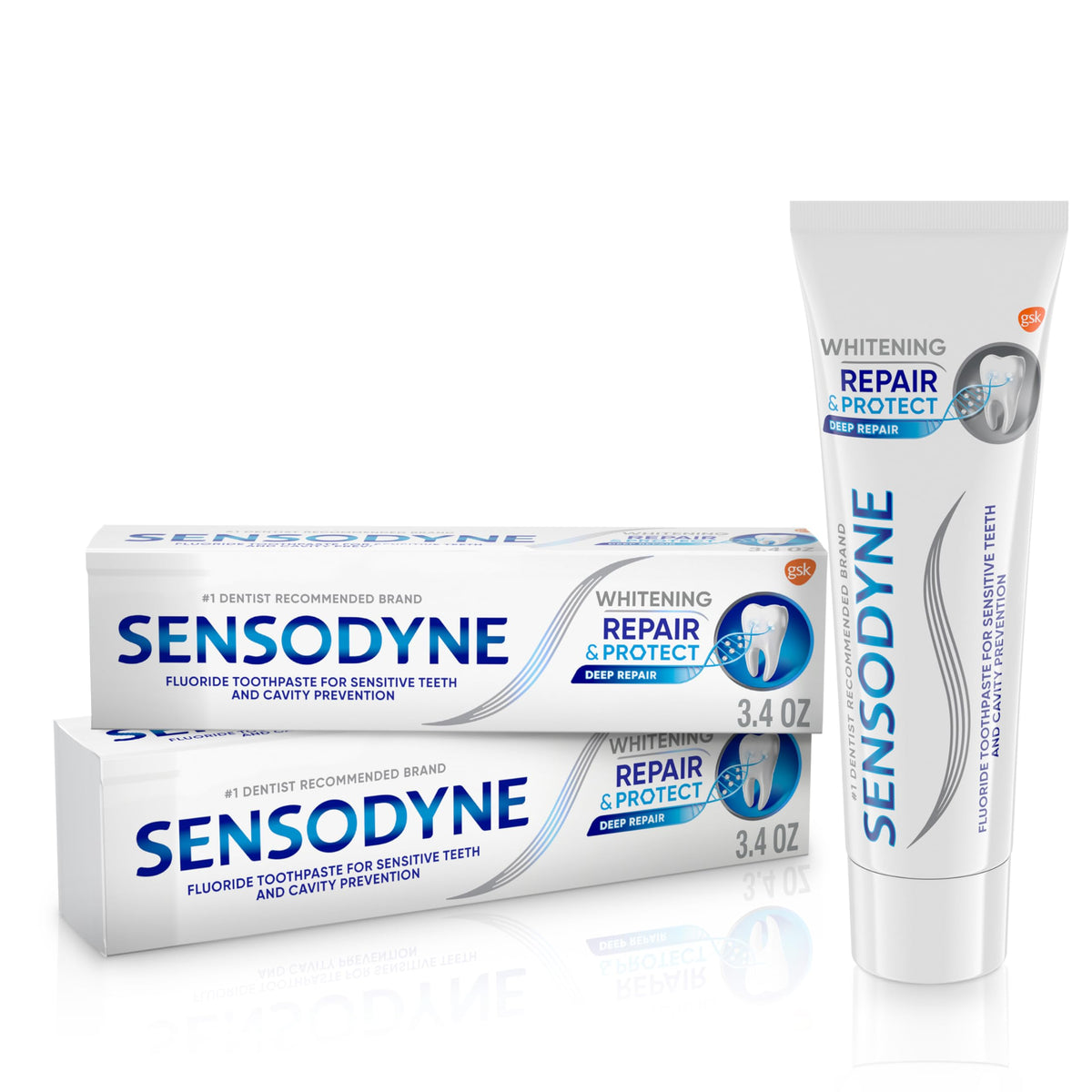 Sensodyne Repair and Protect Whitening Toothpaste, 3.4 oz (Pack of 2)