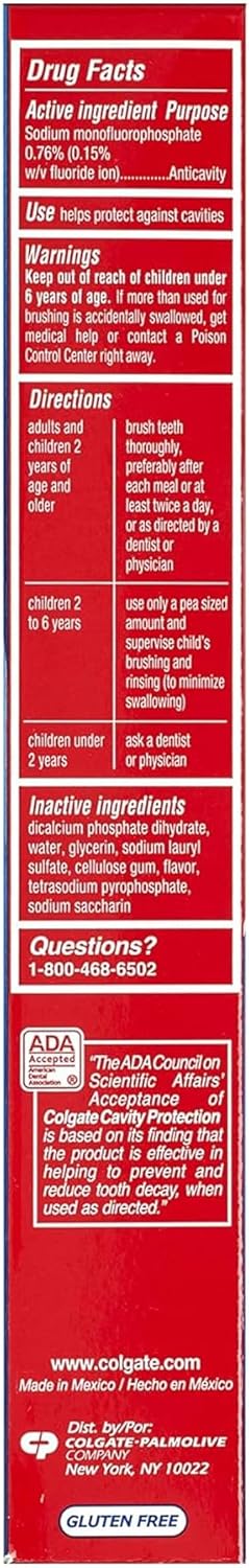 Colgate Cavity Protection Toothpaste with Fluoride - 2.5 ounce + 60% Free - 2 Pack