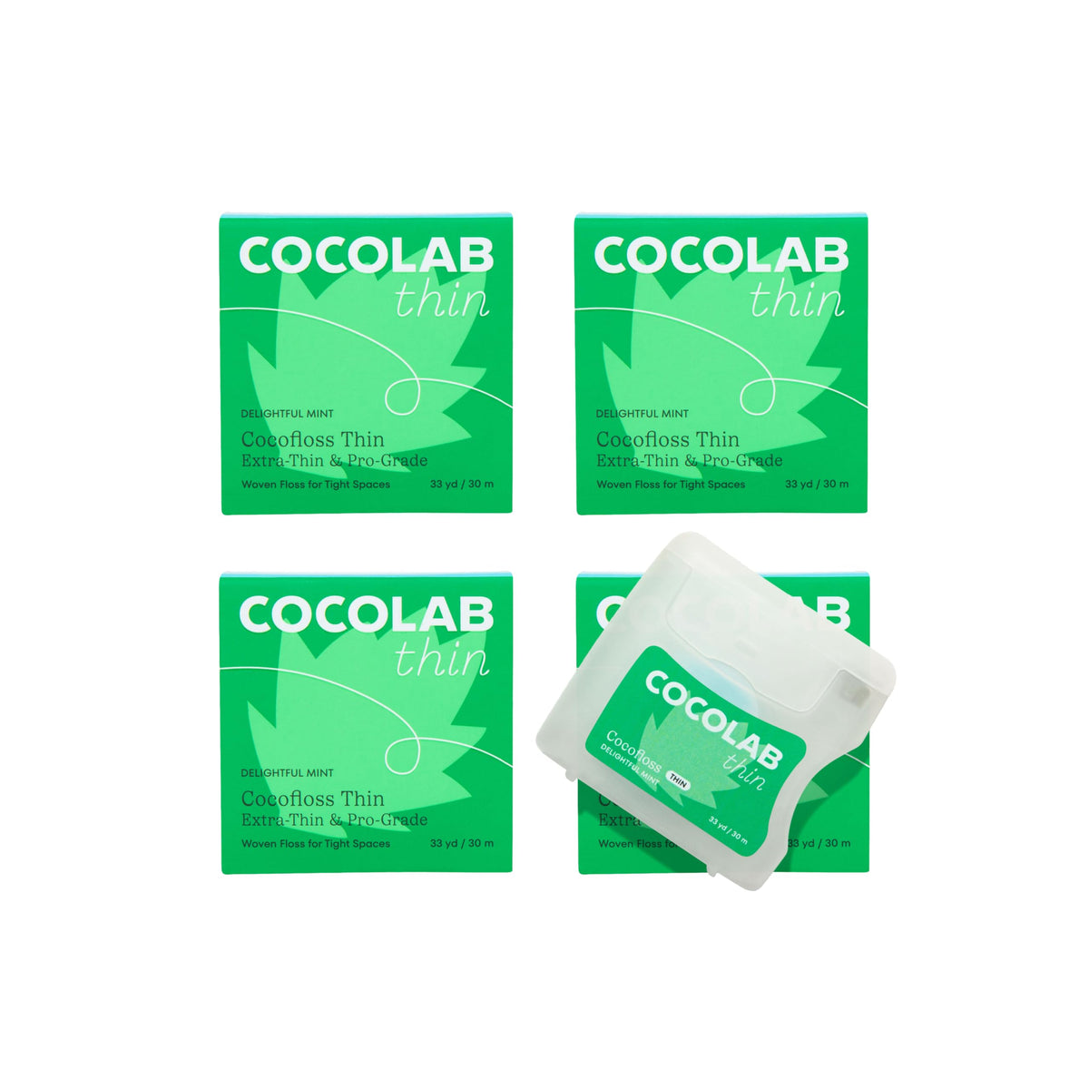 Cocofloss Expanding Woven Dental Floss by COCOLAB, Mint Scent, 4-Pack