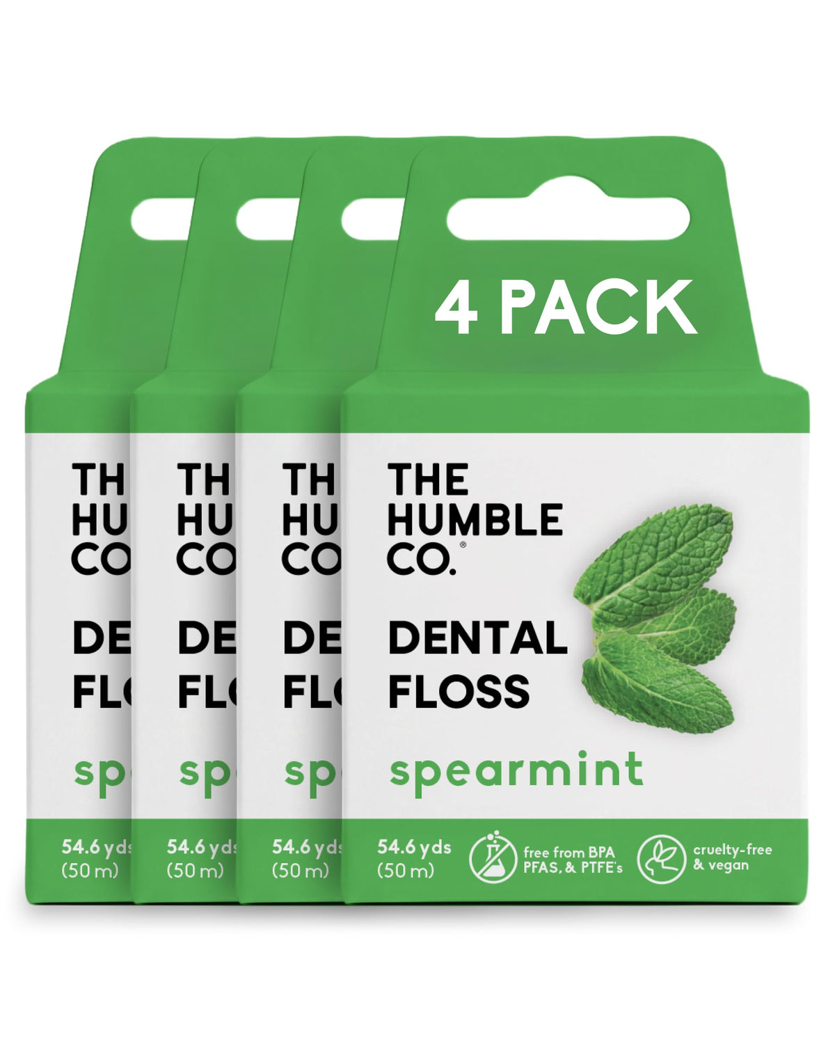 The Humble Co. Vegan Expanding Dental Floss, 220 Yards, Mint (4 Pack)