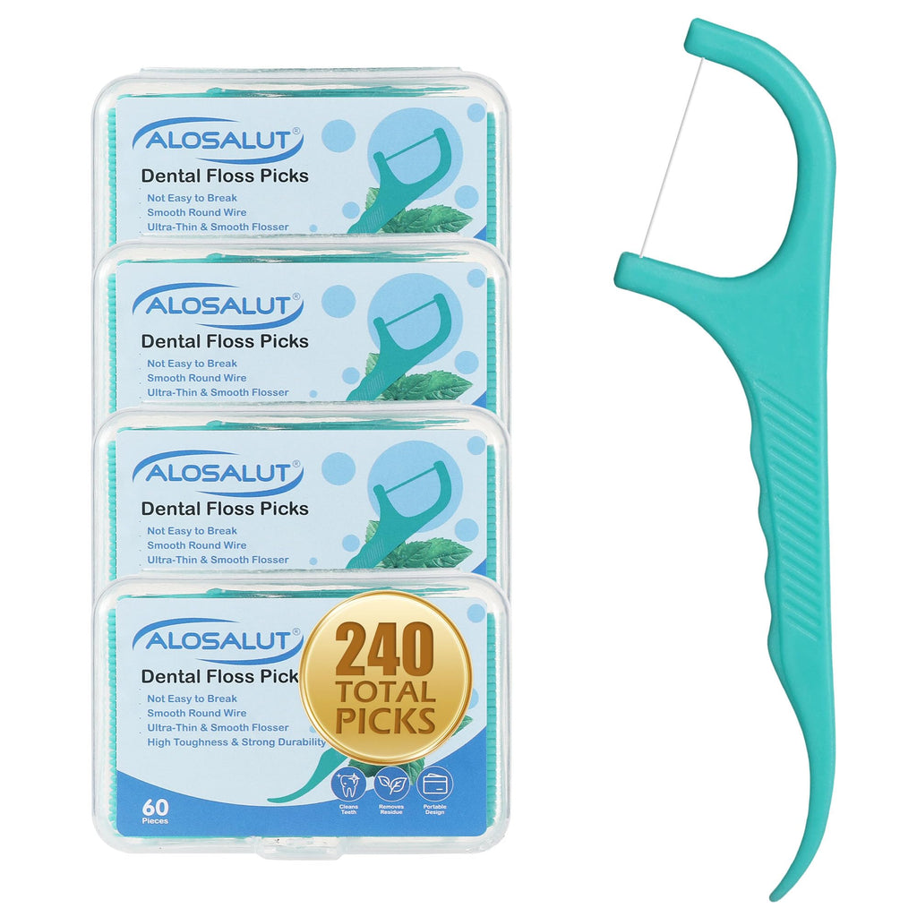 480 Count Dental Floss Picks – Mint Flavored Flossers with Built-in Toothpick for Deep Cleaning – 8 Portable Boxes of 60 – Strong & Smooth Floss Sticks for Family Home Travel - Adults & Kids