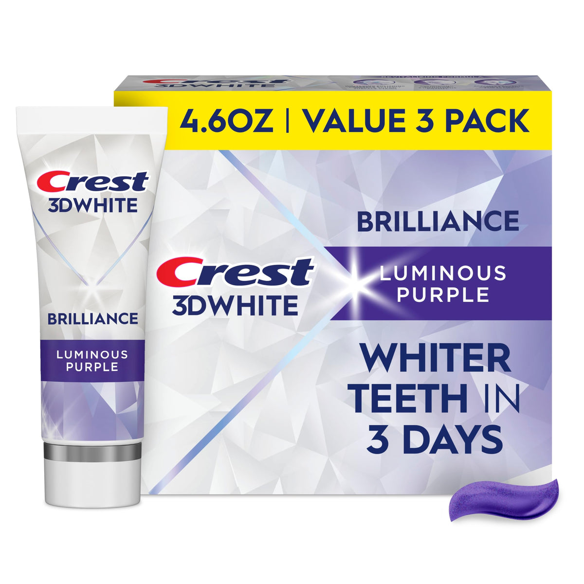 Crest 3D White Advanced, Teeth Whitening Toothpaste for Adults, 3.7 oz, 4 Pack, Cavity Protection Fluoride Toothpaste, Strengthens Enamel, Travel Size Toiletries