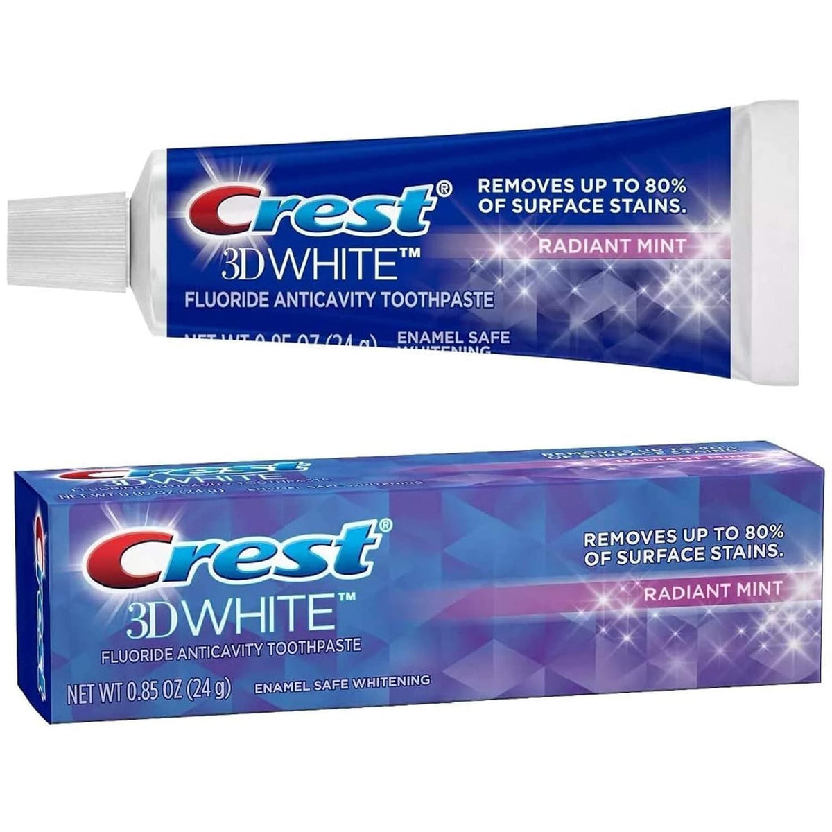 Crest 3D White Advanced, Teeth Whitening Toothpaste for Adults, 3.7 oz, 4 Pack, Cavity Protection Fluoride Toothpaste, Strengthens Enamel, Travel Size Toiletries