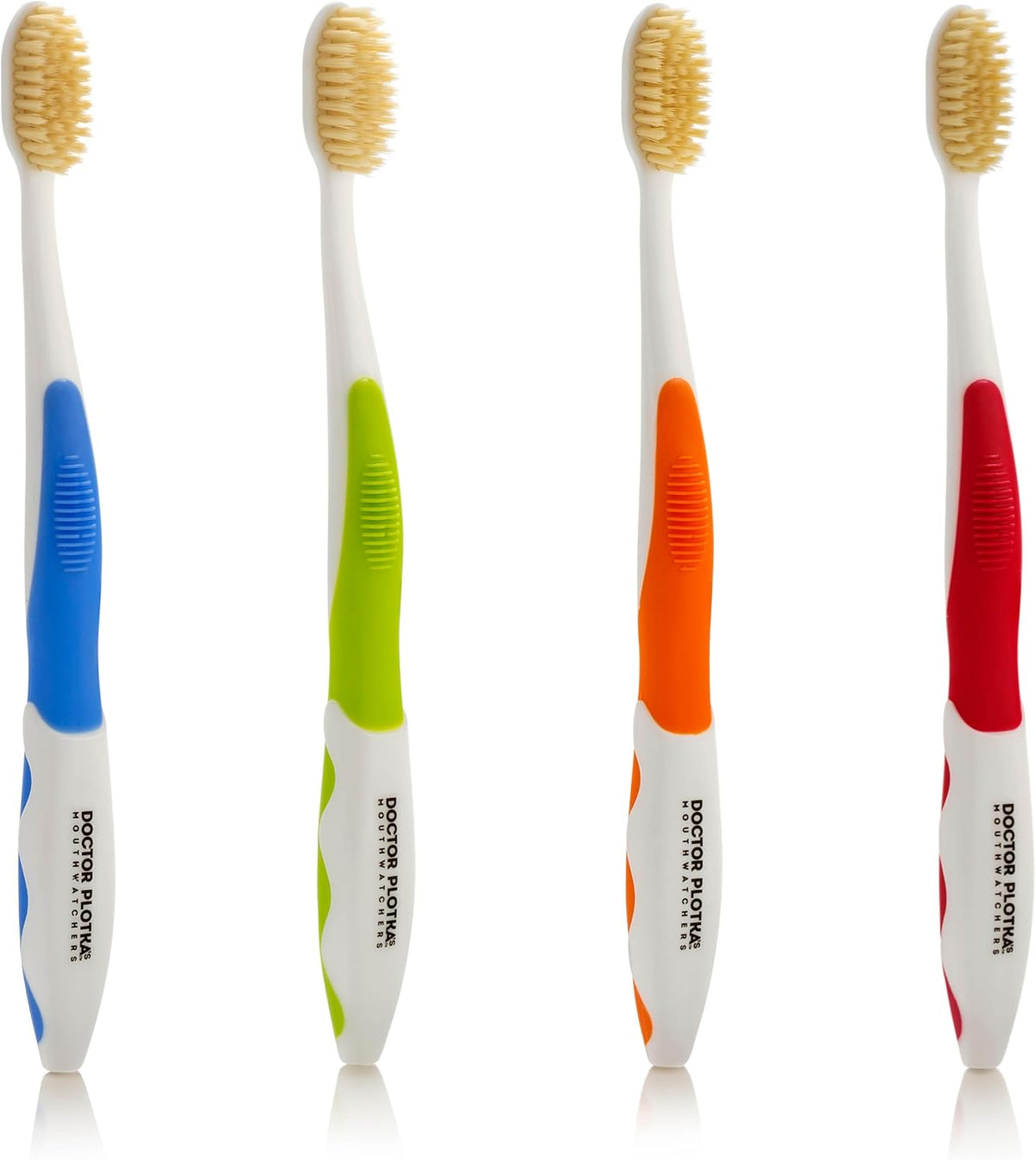 MOUTHWATCHERS Dr Plotkas Soft Bristle Flossing Toothbrush Manual Soft Toothbrush for Adults, Ultra Clean, Good for Sensitive Teeth and Gums, Variety 4 Pack, Colors May Vary