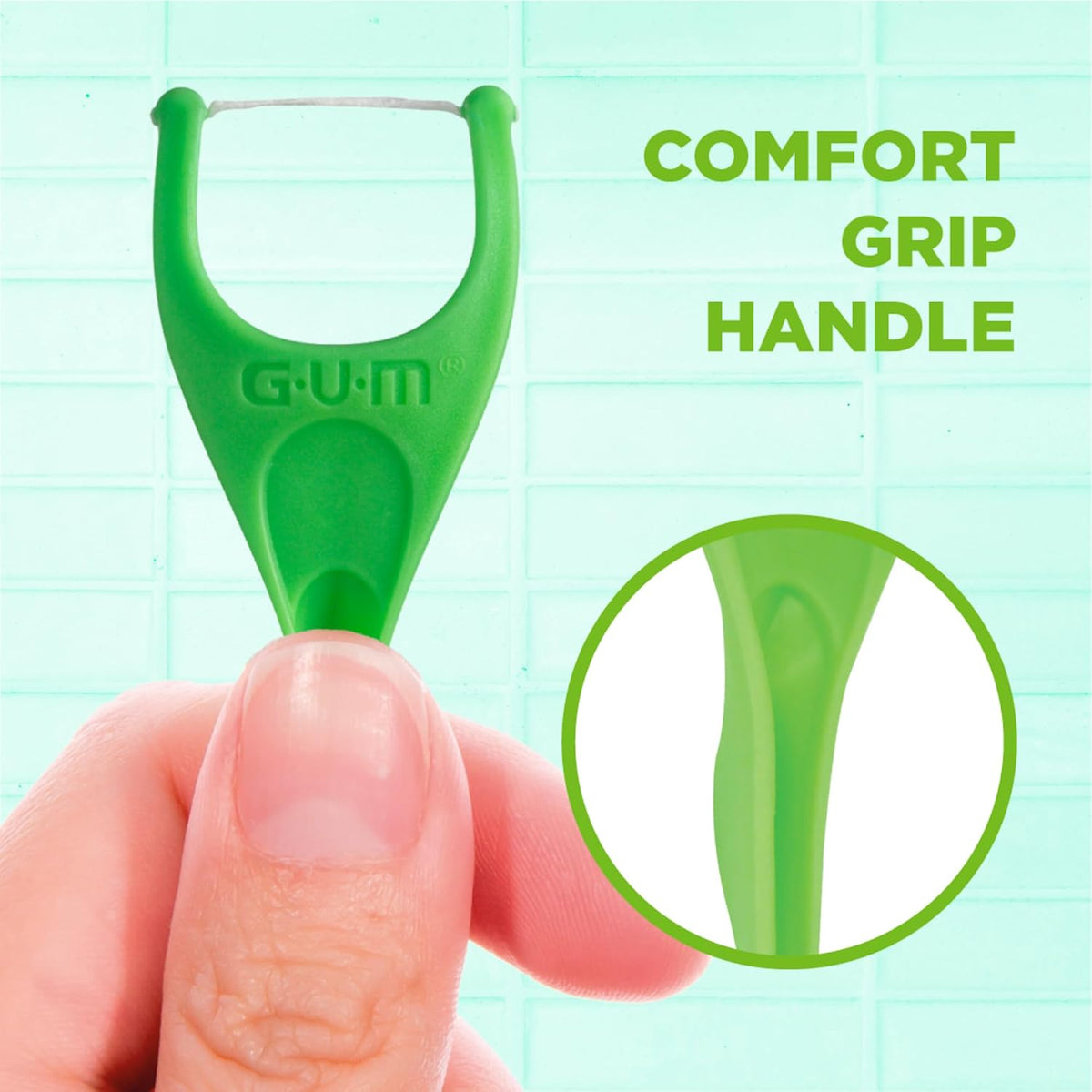 GUM Angled Clean Dental Floss Picks, Fresh Mint Flossers, 75 Count (4 Pack)