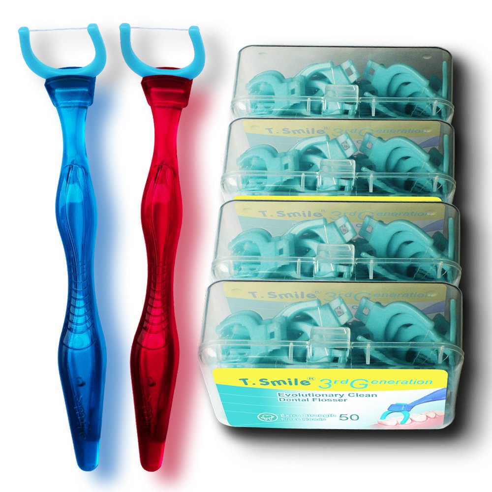 T.Smile NoFuss Dental Flosser Refill Heads, Extra Strength Floss for Comfortable Clean, Fluoride Free, (200 Extra-Strength Floss Refills, Handle Not Included)