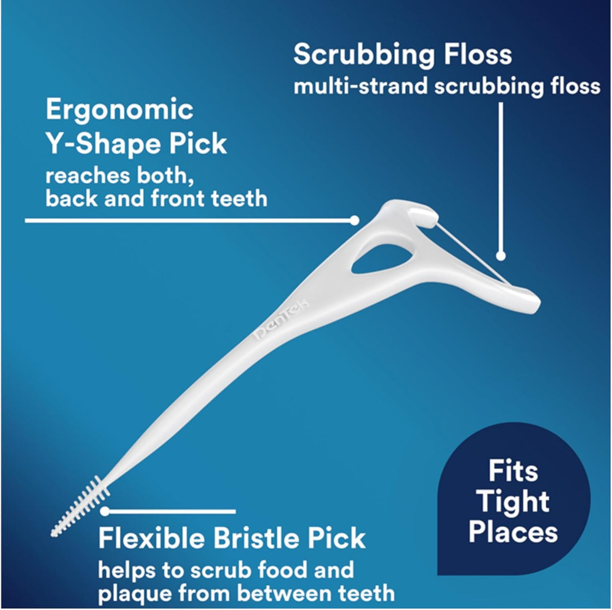 Dentek Floss Picks, Easy Reach for Complete Clean, 75 Count, Pack of 3