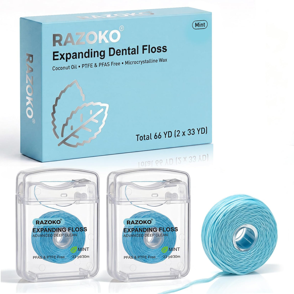 RAZOKO Expanding Woven Dental Floss Infused with Coconut Oil