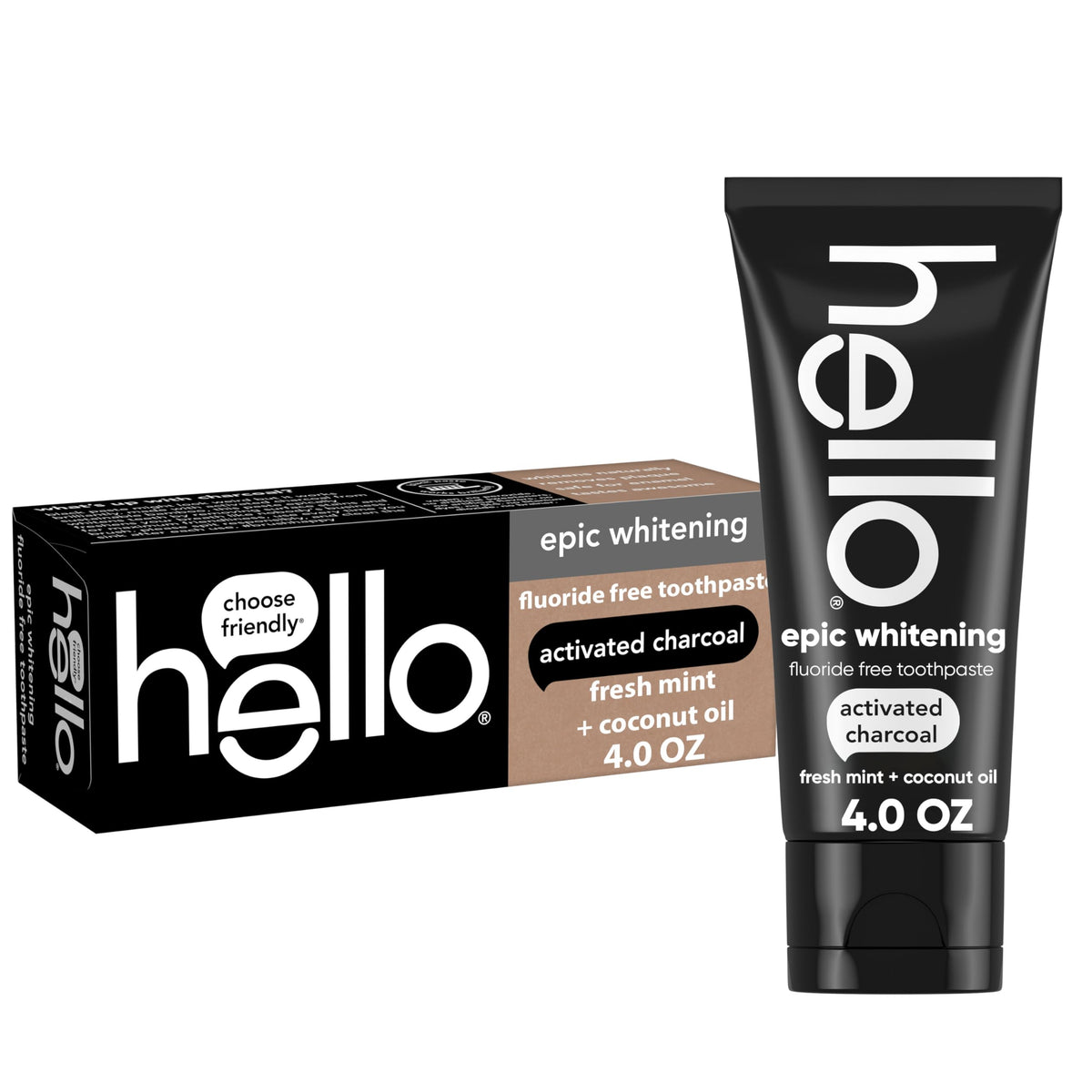 hello Epic Whitening Activated Charcoal Fluoride Free Toothpaste, 3Pk, 4 oz